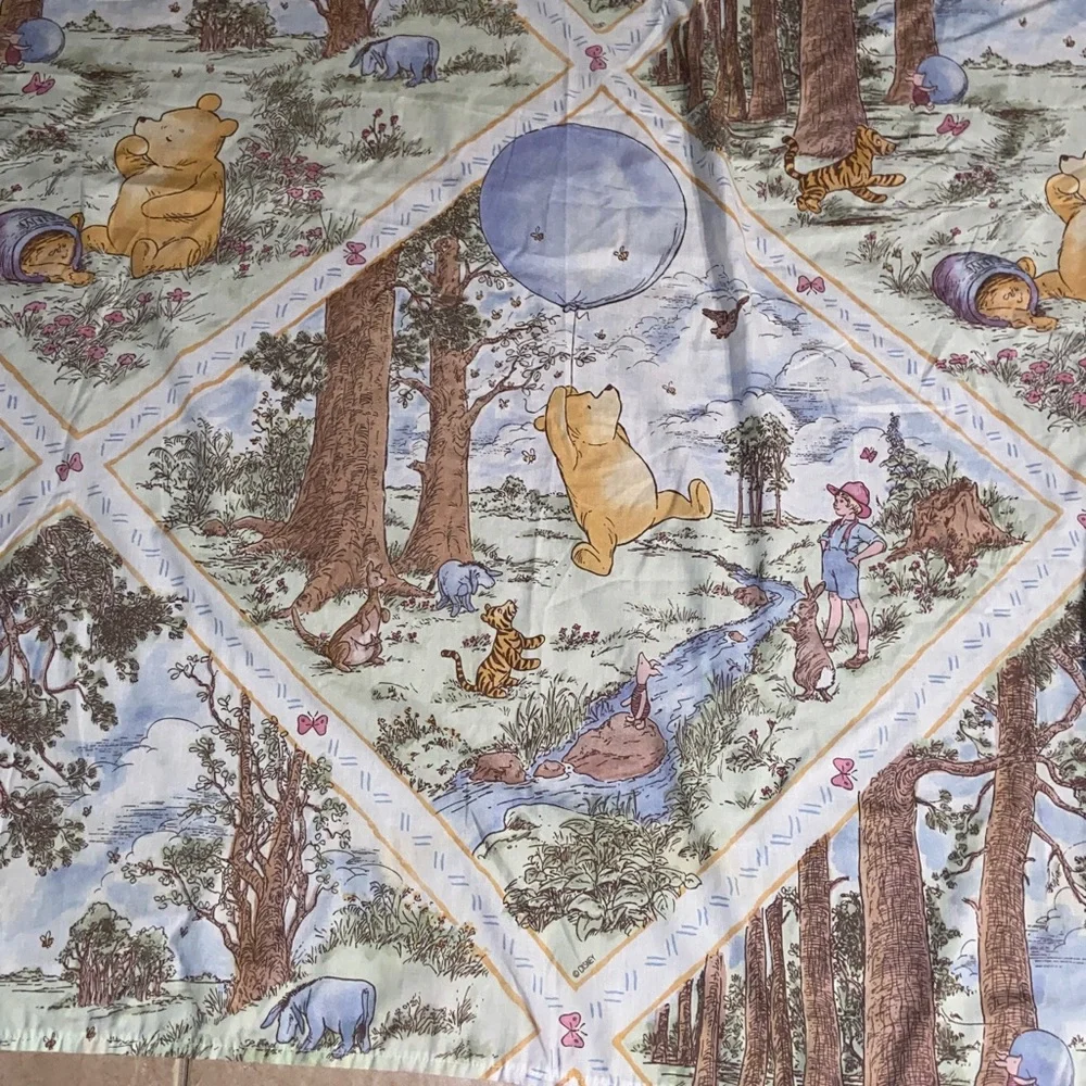 RARE Vintage Winnie the Pooh Shower Curtain Piglet Roo Eeyore Christopher Robin
